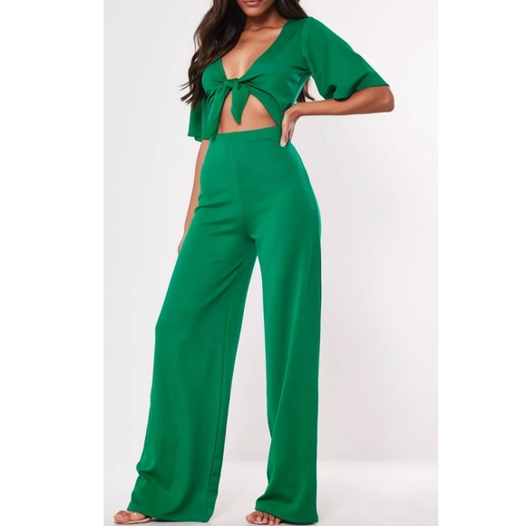 Missguided Other - Tall Green Kimono Sleve cutout Jumpsuit